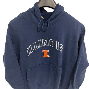 Illinois Fighting Illini Hooded Sweatshirt Size Large Logo Embroidered Blue